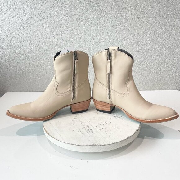 Lane PLAIN JANE Womens Cowboy Bootie 9.5 Pale Ivory Western Cowgirl Ankle Boot - Picture 8 of 12